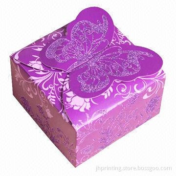 New Paper Gift Box with Butterfly Closure, Glitter